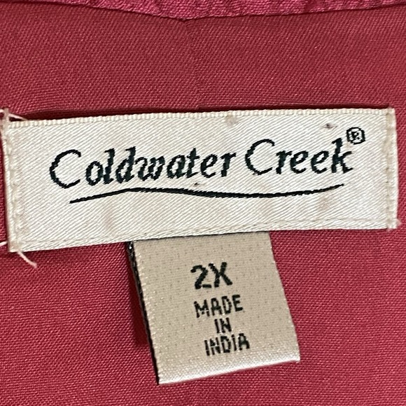 Coldwater Creek Jacket Womens 2X Pink Silk Geometric Embroidered Open Front Boho - Picture 11 of 16